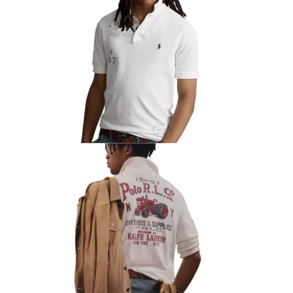 Polo Ralph Lauren Polo Shirt Mens 2XL White Classic-Fit Tractor Cotton Mesh READ